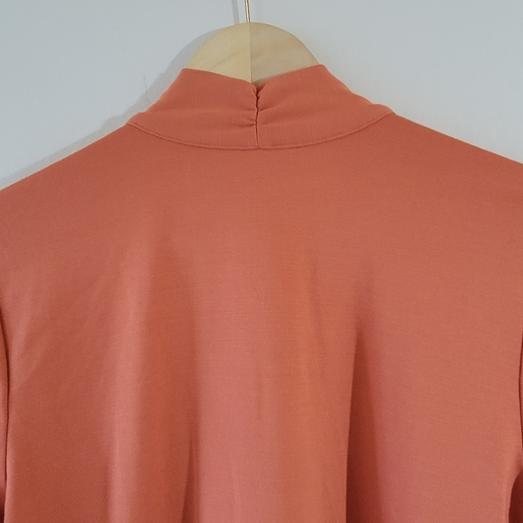 Soft Surroundings Women's Orange Jersey Knit Blouse Sz M V-neck Long Sleeve Fall - Picture 6 of 10